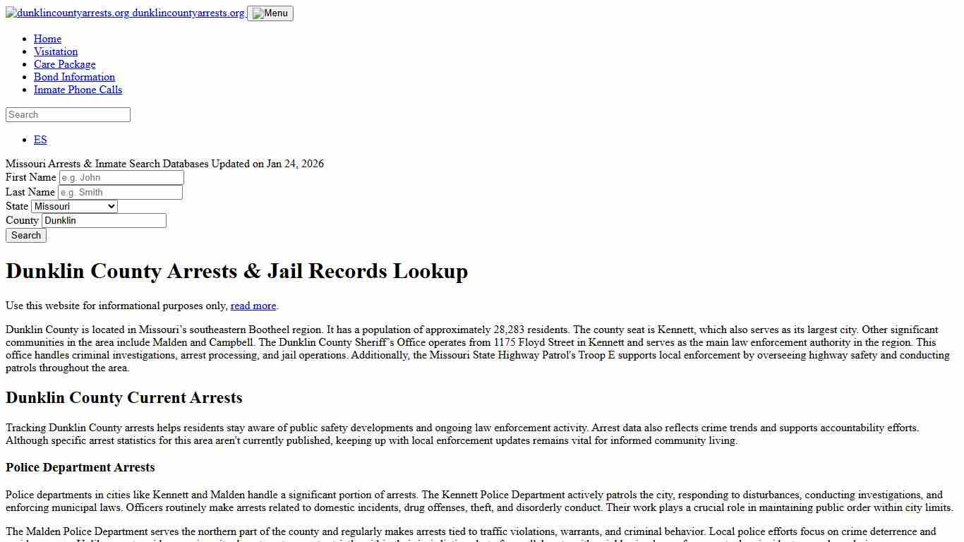 Dunklin County, MO Arrests, Warrants, Police Records Search