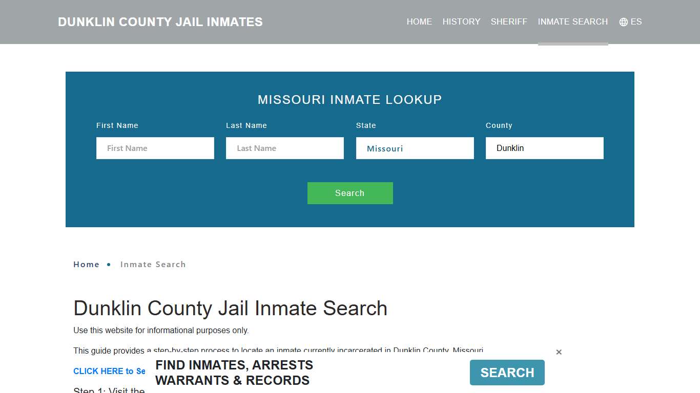 Dunklin County, MO Detainee Lookup